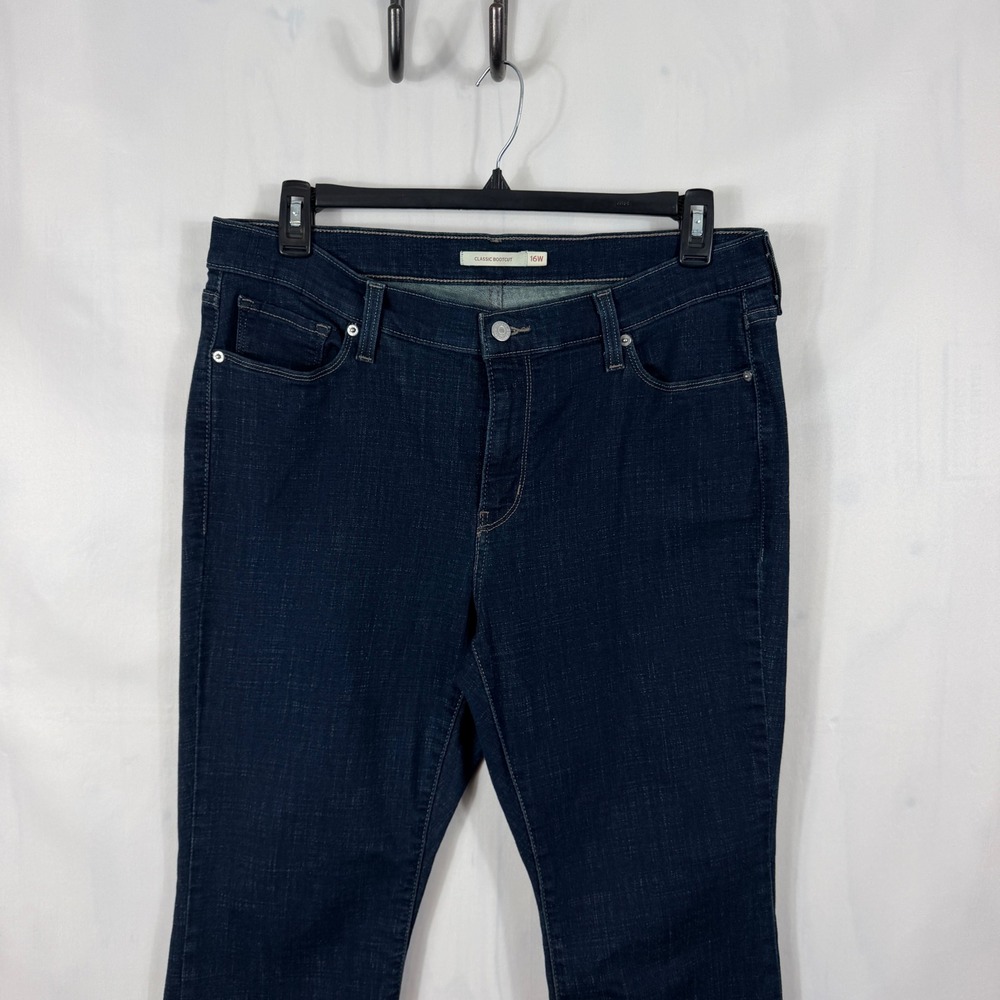 Levi Classic Bootcut Jeans Womens 16W Blue Stretch Dark Wash Casual Festival‎